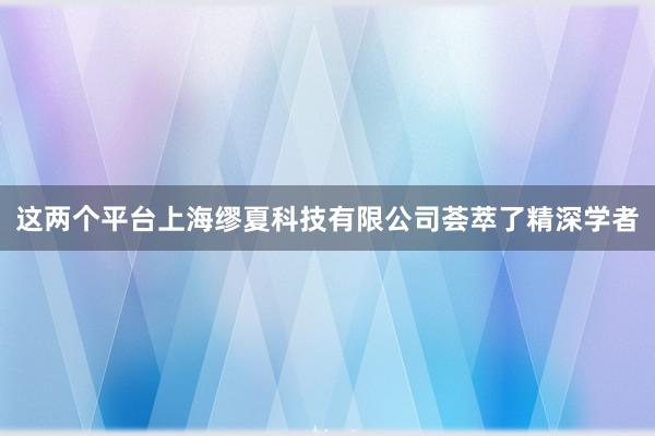 这两个平台上海缪夏科技有限公司荟萃了精深学者